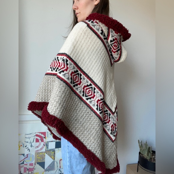 Vintage Milmarte wool woven hooded poncho / approx Xs/S - Picture 8 of 10